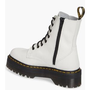 Dr. Martin White unisex Leather Combat Boots with Rugged Sole and Lace-Up Design